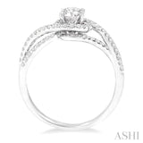 5/8 ctw Diamond Engagement Ring with 1/3 ct Round Cut Center Stone in 14K White Gold