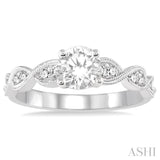 3/4 ctw Diamond Engagement Ring with 1/2 ct Round Cut Center Stone in 14K White Gold