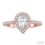 1/3 ctw Pear Shape Semi-Mount Diamond Engagement Ring in 14K Rose and White Gold
