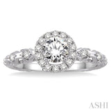 1/3 ctw Diamond Engagement Ring with 1/5 ct Round Cut Center Stone in 14K White Gold