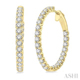 3.00 ctw Inside-Out Round Cut Diamond Hoop Earrings in 14K Yellow Gold
