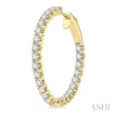 3.00 ctw Inside-Out Round Cut Diamond Hoop Earrings in 14K Yellow Gold