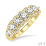 1.00 ctw Baguette and Round Cut Diamond Fashion Ring in 14K Yellow Gold