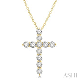 3.00 ctw Latin Cross Round Cut Diamond Pendant With Chain in 14K Yellow Gold