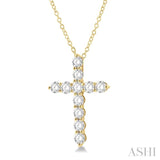 3.00 ctw Latin Cross Round Cut Diamond Pendant With Chain in 14K Yellow Gold