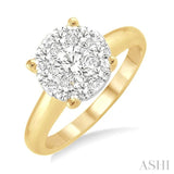 1.00 ctw Lovebright Round Cut Diamond Ring in 14K Yellow and White Gold