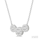 1 1/2 ctw 3-Stone Lovebright Round Cut Diamond Necklace in 14K White Gold