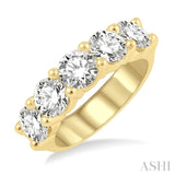 3.00 ctw 5 Stone Round Cut Diamond Wedding Band in 14K Yellow Gold