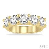 3.00 ctw 5 Stone Round Cut Diamond Wedding Band in 14K Yellow Gold