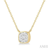 1/6 Ctw Cushion Shape Lovebright Diamond Necklace in 14K Yellow and White Gold