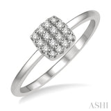 1/8 ctw Cushion Shape Round Cut Diamond Petite Fashion Ring in 10K White Gold