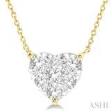 1.00 ctw Lovebright Diamond Heart Pendant With Chain in 14K Yellow and White Gold