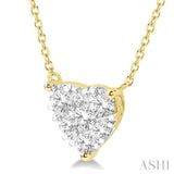 1.00 ctw Lovebright Diamond Heart Pendant With Chain in 14K Yellow and White Gold