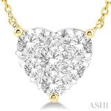 1.00 ctw Lovebright Diamond Heart Pendant With Chain in 14K Yellow and White Gold