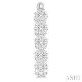 3.00 ctw Circular Link Lovebright In-Out Round Cut Diamond Hoop Earring in 14K White Gold