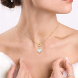 1/4 ctw Lovebright Heart Shape Round Cut Diamond Paper Clip Necklace in 14K Yellow & White Gold