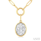 1/4 ctw Lovebright Oval Shape Round Cut Diamond Paper Clip Necklace in 14K Yellow & White Gold