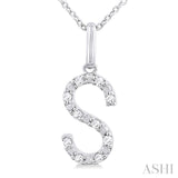 1/20 Ctw Initial 'S' Round Cut Diamond Fashion Pendant With Chain in Sterling Silver