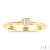 1/6 ctw Petite Bezel Set Heart Shape Diamond Fashion Ring in 10K Yellow Gold