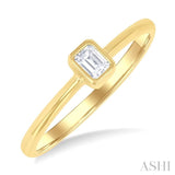 1/6 ctw Petite Bezel Set Emerald Cut Diamond Fashion Ring in 10K Yellow Gold