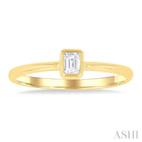 1/6 ctw Petite Bezel Set Emerald Cut Diamond Fashion Ring in 10K Yellow Gold