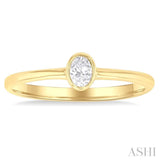 1/6 ctw Petite Bezel Set Oval Cut Diamond Fashion Ring in 10K Yellow Gold