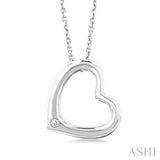 1/50 ctw Heart Frame Round Cut Diamond Fashion Pendant With Chain in Sterling Silver