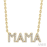 1/5 Ctw 'Mama' Block Round Cut Diamond Necklace in 10K Yellow Gold