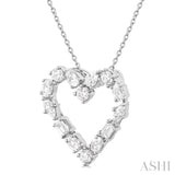 1.00 ctw Heart Shape Mixed Diamond Cut Fashion Pendant With Chain in 14K White Gold