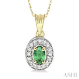 Oval Shape Gemstone & Diamond Pendant