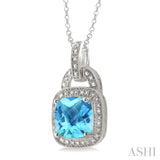 Silver Gemstone & Diamond Pendant