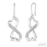 1/50 Ctw Heart Shape Round Cut Diamond Infinity Earrings in Sterling Silver