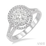 3/4 Ctw Diamond Lovebright Double Halo Ring in 14K White Gold