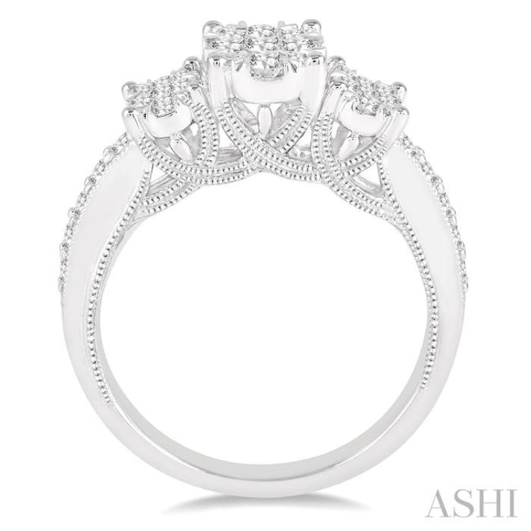 Oval Shape Past Present & Future Lovebright Diamond Ring