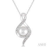 Silver Pearl & Diamond Pendant