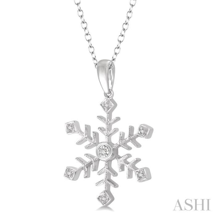 Snow Flake Silver Diamond Pendant