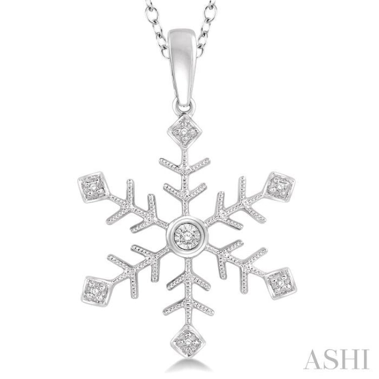 Snow Flake Silver Diamond Pendant