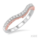 1/3 ctw Arched Center and Lattice Sides Round Cut Diamond Wedding Band in 14K White and Rose Gold