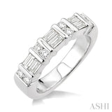 1 ctw Baguette and Round Cut Diamond Fashion Band in 14K White Gold