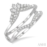 1/3 ctw Tiara Baguette and Round Cut Diamond Insert Ring in 14K White Gold