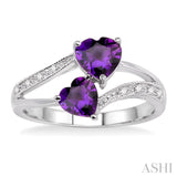 Heart Shape Gemstone & Diamond Fashion Ring