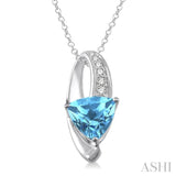 Trillion Shape Silver Gemstone & Diamond Pendant