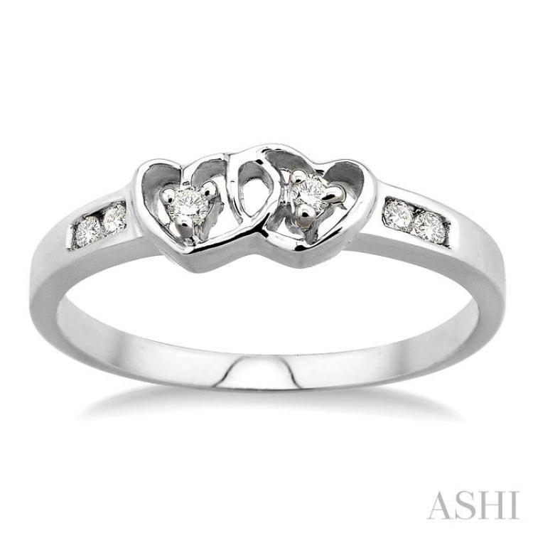Silver Twin Heart Shape Diamond Fashion Ring