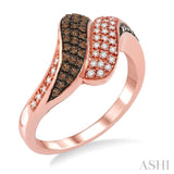 1/4 Ctw White and Champagne Brown Diamond Ring in 14K Rose Gold