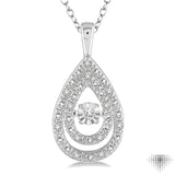 1/10 Ctw Pear Shape Diamond Emotion Pendant in Sterling Silver with Chain