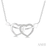 Silver Twin Heart Shape Arrow Diamond Pendant