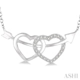 Silver Twin Heart Shape Arrow Diamond Pendant