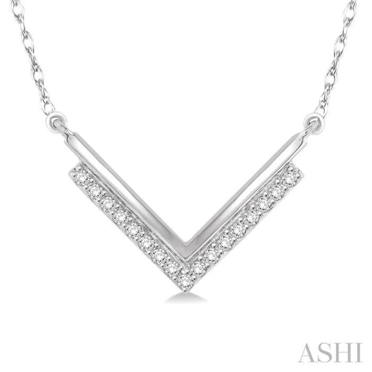 V-Shape Channel Set Diamond Necklace 14K Yellow Gold