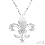1/50 Ctw Round Cut Diamond Fleur De Lis Pendant in Sterling Silver with Chain