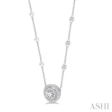 Double Halo Diamond Station Necklace